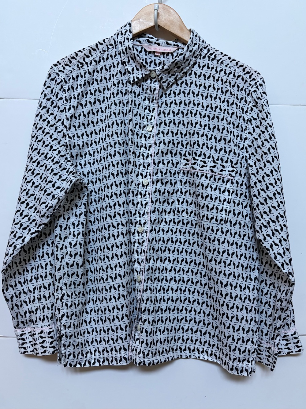 Victoria’s Secret Kitty Cat Pajama Button Up Sleep Shirt Size Large